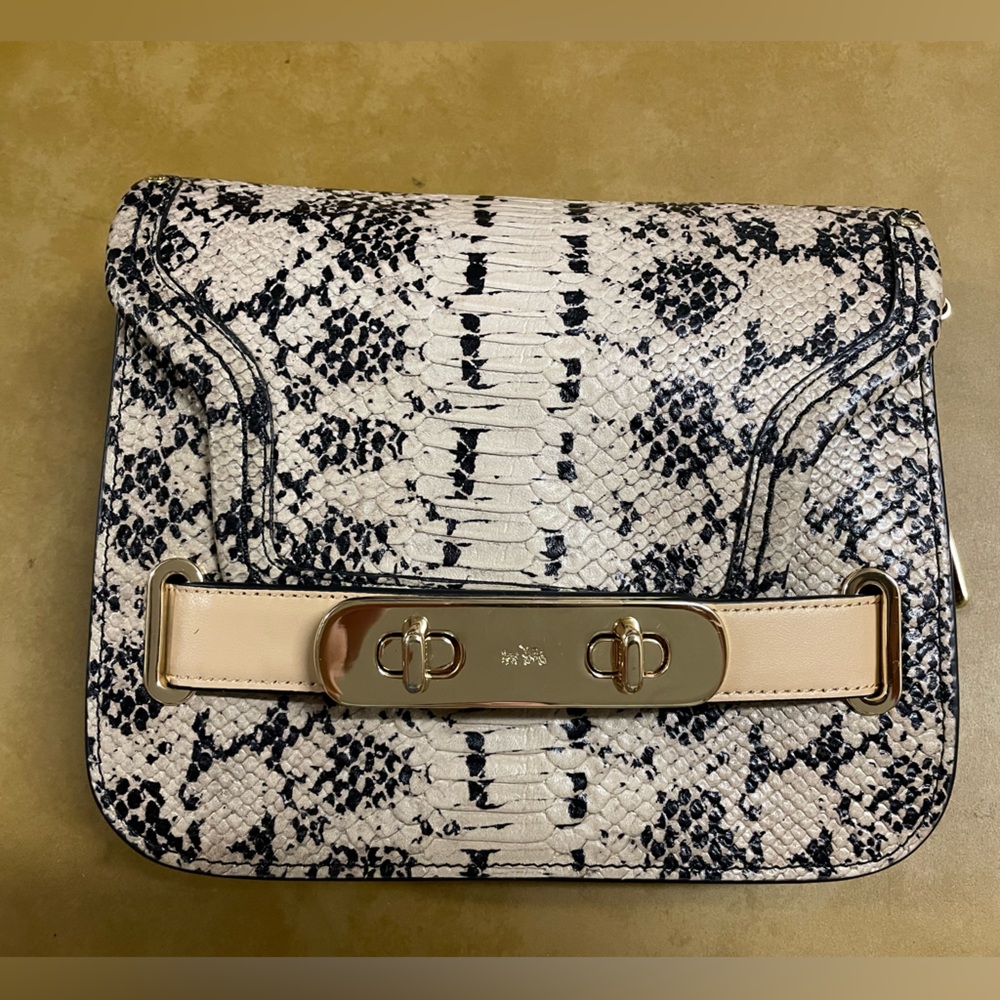 Coach Leather Crossbody- khaki and black python pattern NWT 🎉Host Pick x2🎉